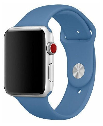 Силиконовый ремешок для смарт часов Apple Watch series 1-7 и Эппл Вотч SE 38 - 41 mm / Cпортивный браслет с застежкой для умных часов Эпл (Denim Blue S)