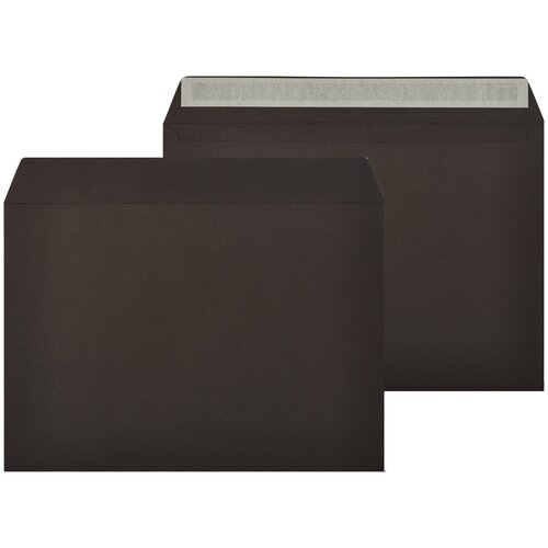 Конверт Bong С4 из цветной бумаги, 120 г/м2, с отрывной лентой, черный, 5 шт