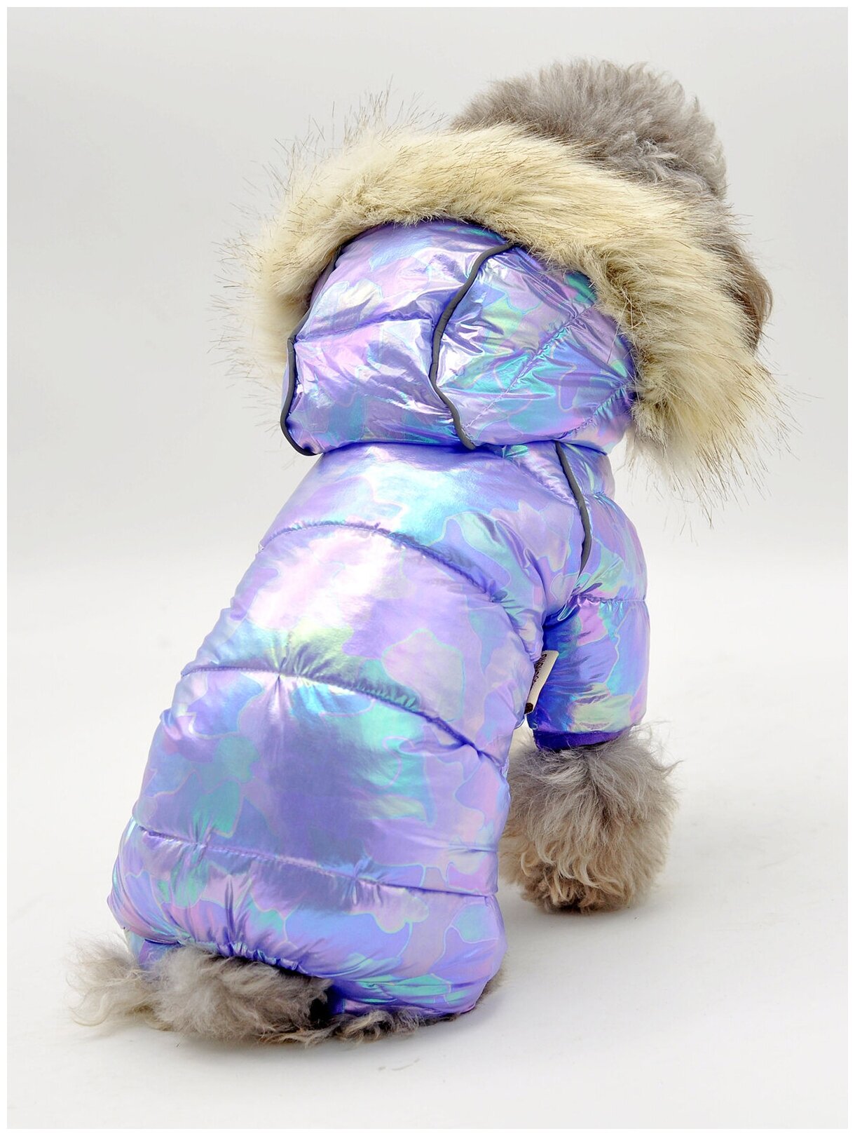Комбинезон куртка для собак зимняя фиолетовая теплая (Размер: S) грудь собаки 36 см; Длина спинки 23 см