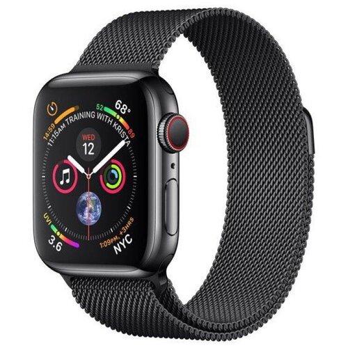 Металлический ремешок для Apple Watch 3/4/5/6/7 SE Миланская Браслет для Эппл Вотч 42/44мм чёрный