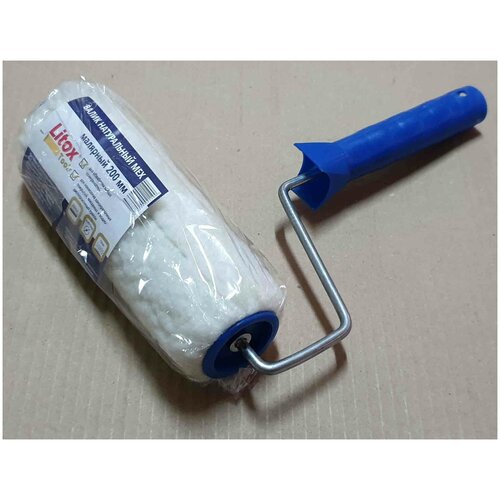 Валик для красок и лаков на алкидной основе с рукояткой, натуральный мех, 200 мм, Litox tools