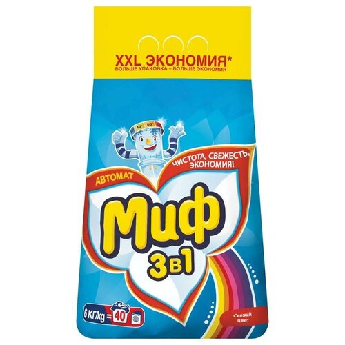 Стиральный порошок для машинной стирки Миф 3в1 