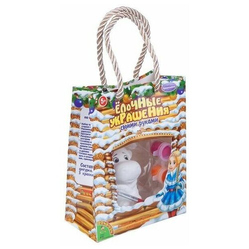 фото Набор для творчества - ёлочная игрушка - коровка в подарочной сумочке, керамика, 8 см., bondibon