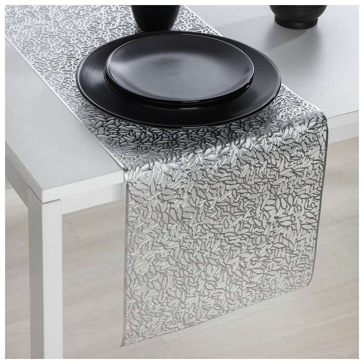 Дорожка на стол Доляна «Манифик», 30×150 см, цвет серебряный - фотография № 5