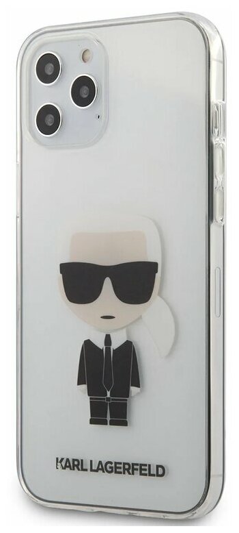 Lagerfeld для iPhone 12 Pro Max (6.7) чехол PC/TPU Ikonik Karl Hard Transparent, шт