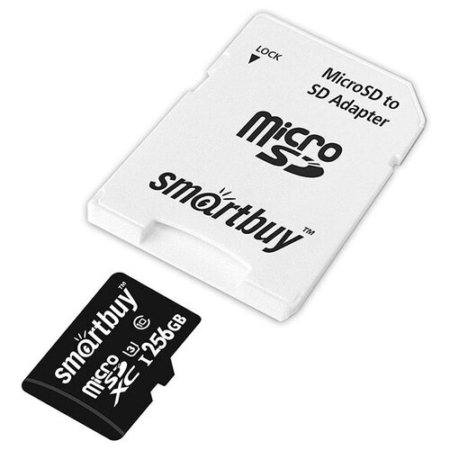 Карта памяти 256Gb - SmartBuy MicroSDXC Class 10 Pro UHS-I U3 SB256GBSDCL10U3-01 с адаптером SD (Оригинальная micro sdxc карта памяти 256gb class 10 с адаптером