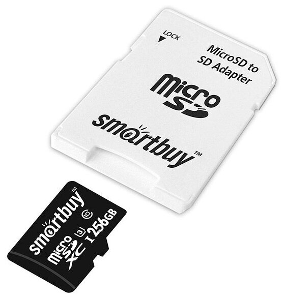 256Gb - SmartBuy MicroSDXC Class 10 Pro UHS-I U3 SB256GBSDCL10U3-01 с адаптером SD (Оригинальная!)