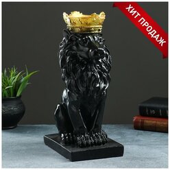 Копилка "Лев с короной" черный, с золотом, 35см./В упаковке шт: 1