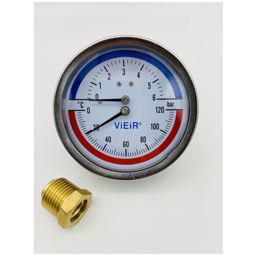 гидроконтроллер vieir ver2 1 3 бар 1 Термоманометр аксиального подключения 1/2 - 6 бар ViEiR