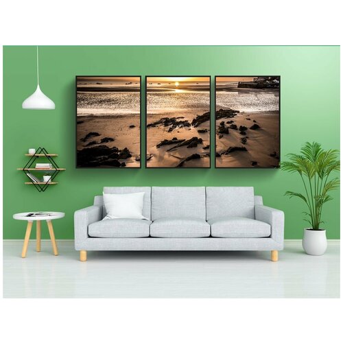 фото Набор модулных постеров для интерьера "тенби, восход солнца, морской пейзаж" 60x90 см. в тубусе, без рамки lotsprints