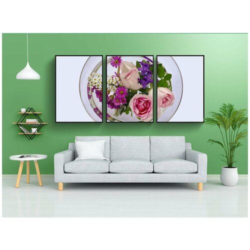 фото Набор модулных постеров для интерьера "цветы arragement, роза, bergenie" 60x90 см. в тубусе, без рамки lotsprints