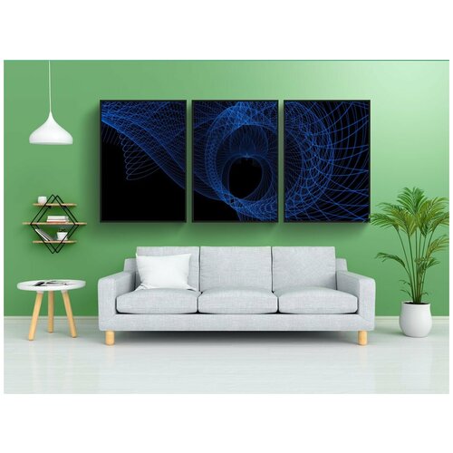 фото Набор модулных постеров для интерьера "абстрактный, линии, волны" 60x90 см. в тубусе, без рамки lotsprints