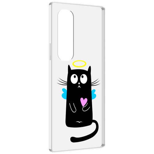 чехол mypads сиамский кот для samsung galaxy z fold 4 sm f936 задняя панель накладка бампер Чехол MyPads Кот ангелок для Samsung Galaxy Z Fold 4 (SM-F936) задняя-панель-накладка-бампер