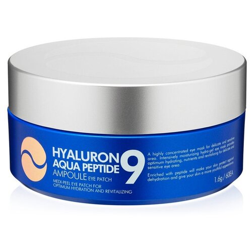 MEDI-PEEL Увлажняющие гидрогелевые патчи с пептидами Hyaluron Aqua Peptide 9 Ampoule Eye Patch, 60 шт. патчи глубокого увлажнения с пептидами medi peel peptide 9 hyaluron aqua ampoule eye patch 60 шт