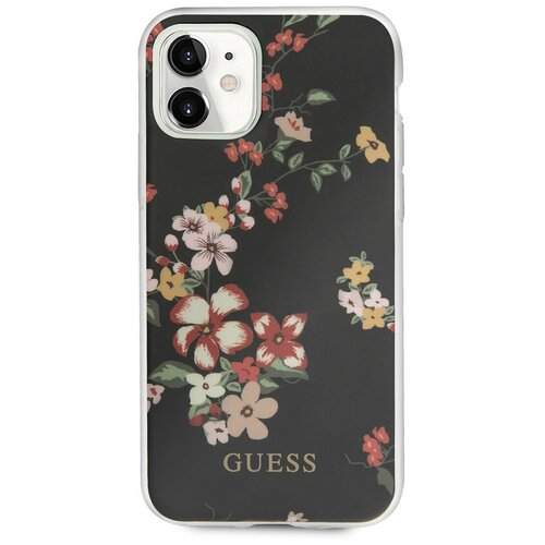 Чехол Guess для iPhone 11 Flower TPU/PC Hard Shiny N.4 Black