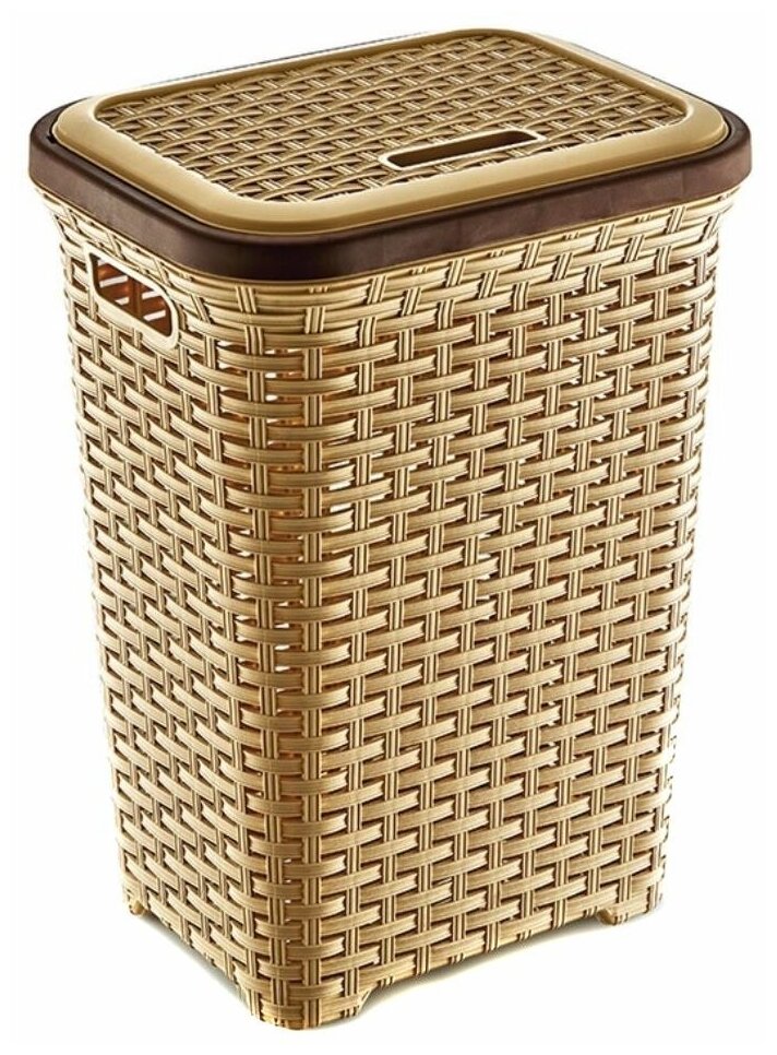 фото Корзина для белья, 45 л, плетеная, пластик, бежевая, Dunya Plastik, Раддан, 05006