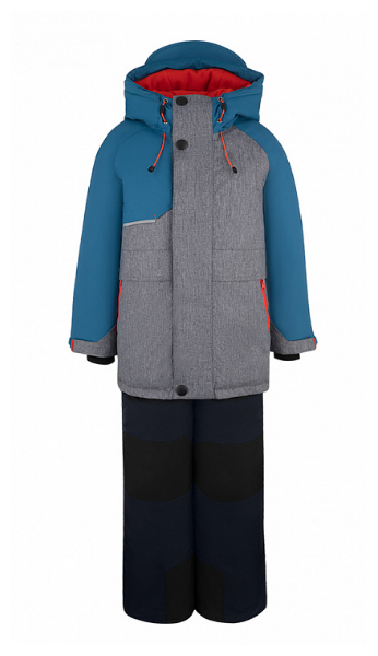 Комплект с брюками Oldos зимний, светоотражающие элементы, водонепроницаемый, защита от попадания снега, капюшон, карманы, подтяжки, пояс на резинке