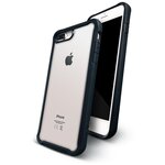 Чехол защитный противоударный для iPhone 7+/8+ X-ONE DropGuard 2.0 с прозрачной задней панелью и черным матовым бампером - изображение