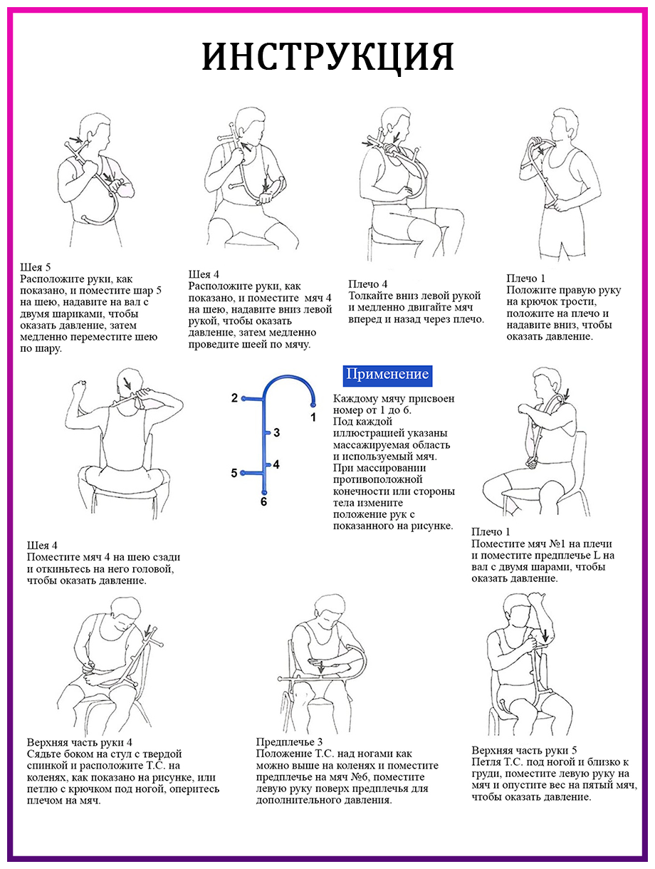 Массаж для мышц/ спины/ ног/ поясницы/ Крюк для триггерных точек/ Триггерная трость/ Массажная палка