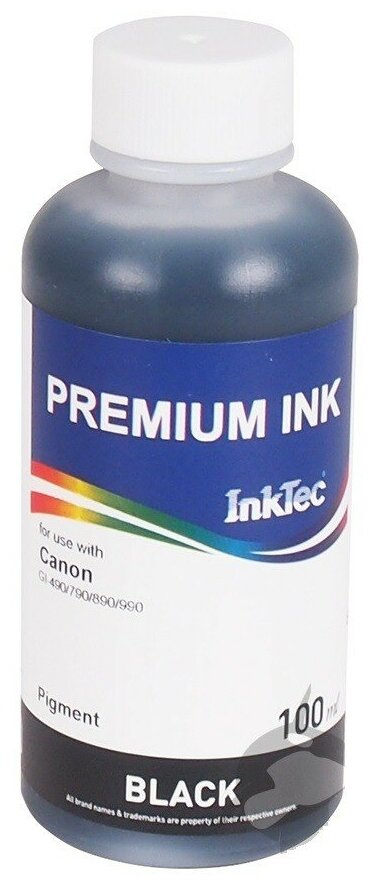 Чернила InkTec C0090-100MB для Canon PIXMA G3400, G1400, G2400, G1410, G2410, G4410, G1411 (GI-490BK, GI-40BK), пигментные, чёрные Black, 100 мл