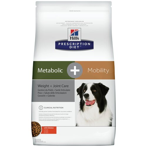 Сухой диетический корм для собак Hill's Prescription Diet Metabolic + Mobility при заболевании суставов, с курицей, 12 кг