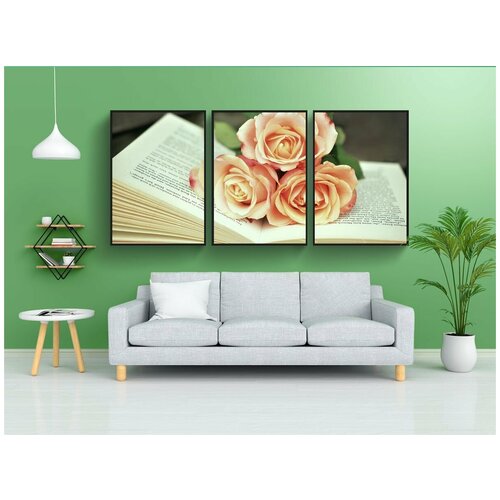 фото Модульный постер "книга, книжные страницы, читать" 180x90 см. из 3х частей в тубусе, без рамки lotsprints