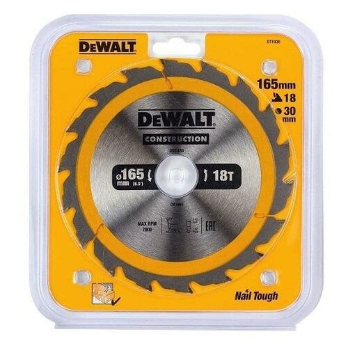 Диск пильный DEWALT по дереву 165х30х18 DT1936