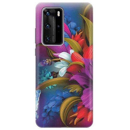 фото Ультратонкий силиконовый чехол-накладка для huawei p40 pro с принтом "фантастические цветы" gosso