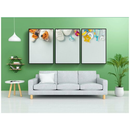 фото Набор модулных постеров для интерьера "детские вещи, плоская планировка, копировать пространство" 60x90 см. в тубусе, без рамки lotsprints