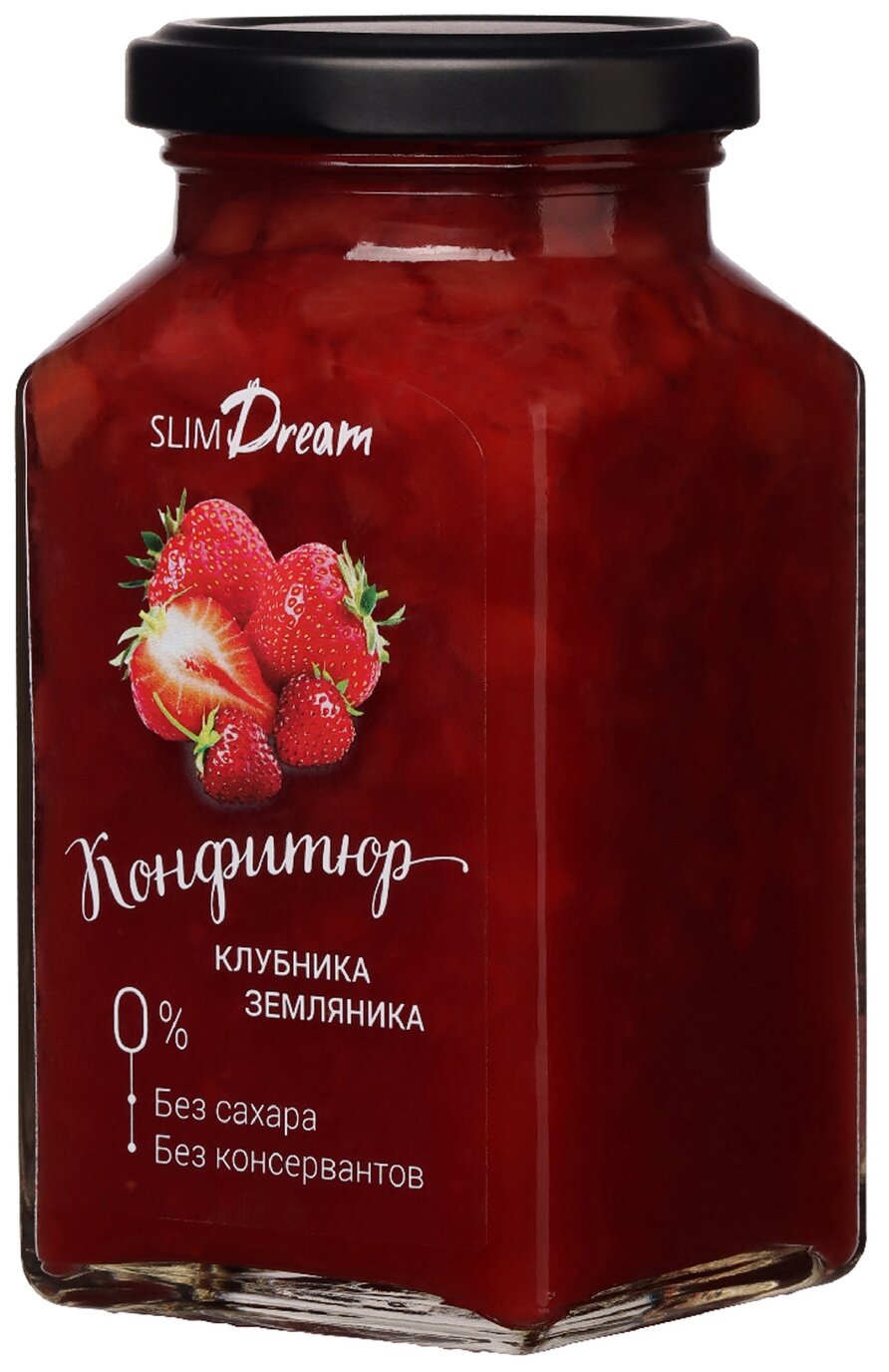 Конфитюр Slim Dream клубнично-земляничный без сахара, банка, 300 г