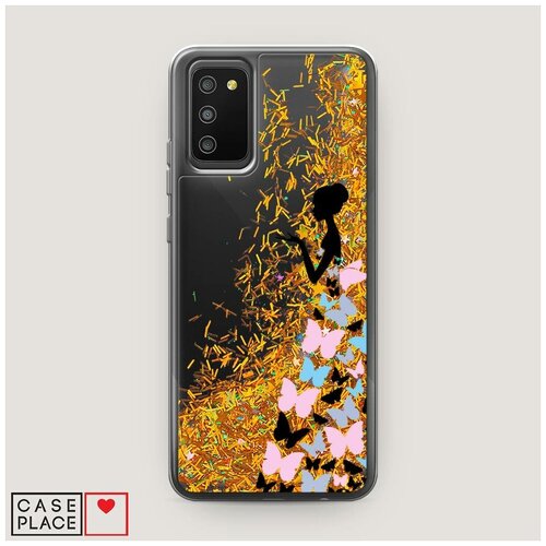 фото Чехол жидкий с блестками samsung galaxy a02s платье из бабочек case place