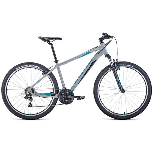 Велосипед FORWARD APACHE 27,5 1.0 (27,5 21 ск. рост 19) 2020-2021, серый/бирюзовый, RBKW1M67Q010