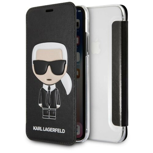 фото Чехол-книжка cg mobile karl lagerfeld pu leather iconic karl booktype для iphone x/xs, цвет черный (klflbkpxikpubk)