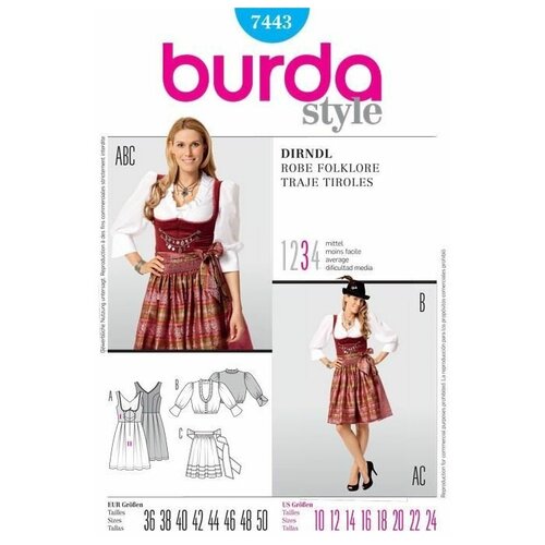 фото Выкройка burda 7443-народный баварский костюм