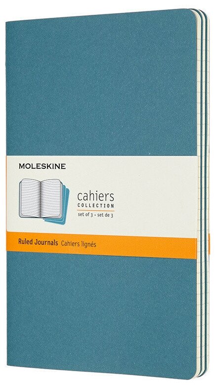 Блокнот Moleskine CAHIER JOURNAL CH016B44 Large 130х210мм обложка картон 80стр. линейка голубой (3шт)