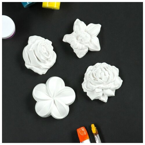 фото Набор барельефов для росписи "цветы №1" 4шт mikimarket