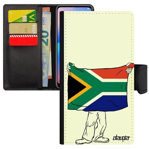 фото Защитный чехол-книжка на мобильный // samsung galaxy s7 // "флаг южной африки с руками" дизайн государственный, utaupia, белый