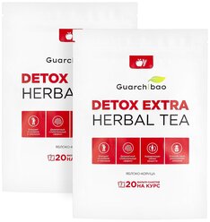 Чай для похудения Guarchibao Detox Herbal Tea Яблоко-корица, 2 упаковки по 20 чайных пакетиков, чай для очищения, детокс чай.