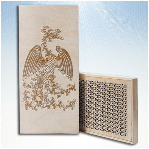 фото Доска садху / доска с гвоздями / доска для йоги / феникс - 5 / шаг 10мм чакра