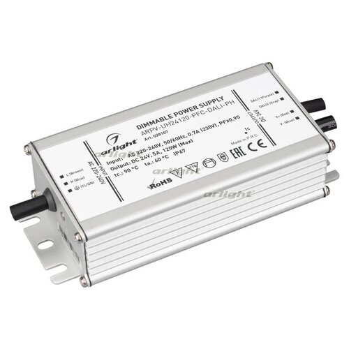 Блок питания ARPV-UH24120-PFC-DALI-PH (24V, 5.0A, 120W) (Arlight, IP67 Металл, 7 лет)