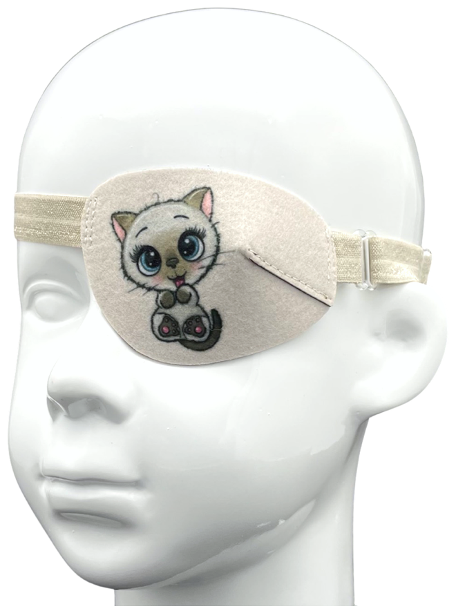 Окклюдер на резинке eyeOK "Кошка 2", размер детский, для закрытия левого глаза, анатомический