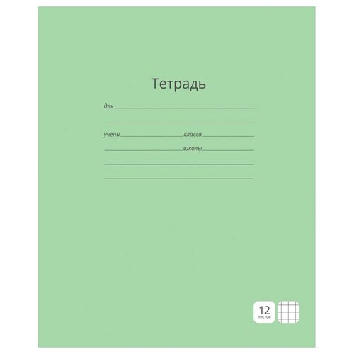 Тетрадь 12л, клетка ArtSpace Однотонная. Зеленая тетрадь 12л клетка artspace однотонная intensive