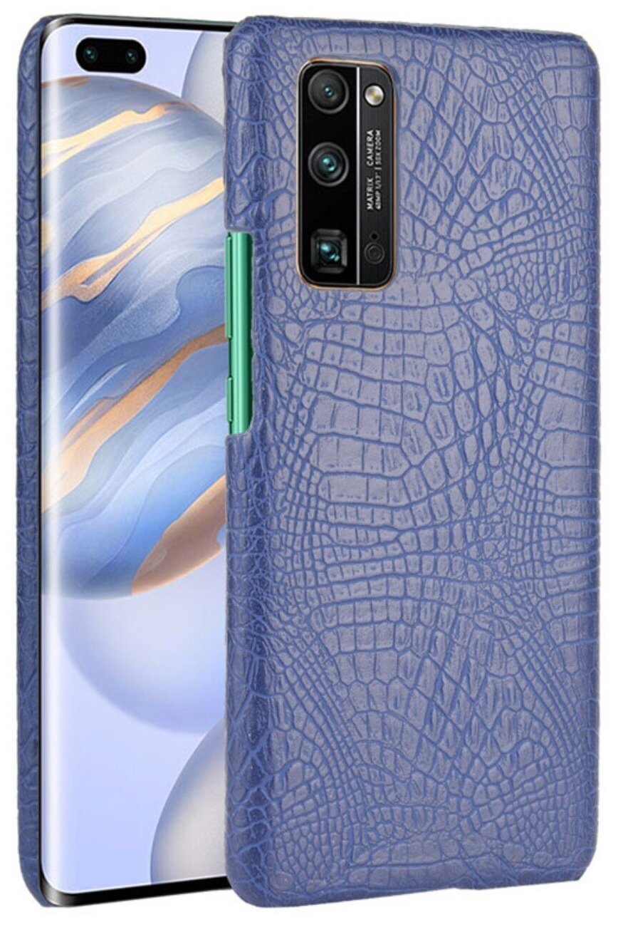 Чехол панель бампер MyPads для Huawei Honor 30 Pro / Honor 30 Pro plus + (EBG-AN10) элегантный тонкий на пластиковой основе с дизайном под кожу крокодила синий
