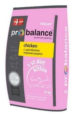 Probalance 1st Diet Kitten Сухой корм для котят первый рацион с 2 месяцев с цыпленком 0,4 кг (18 шт)