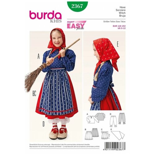 фото Выкройка burda 2367- костюм ведьмы детский