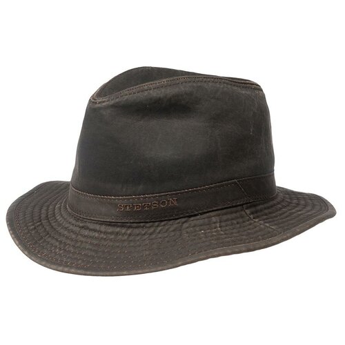 фото Шляпа федора stetson, хлопок, подкладка, размер 61, коричневый