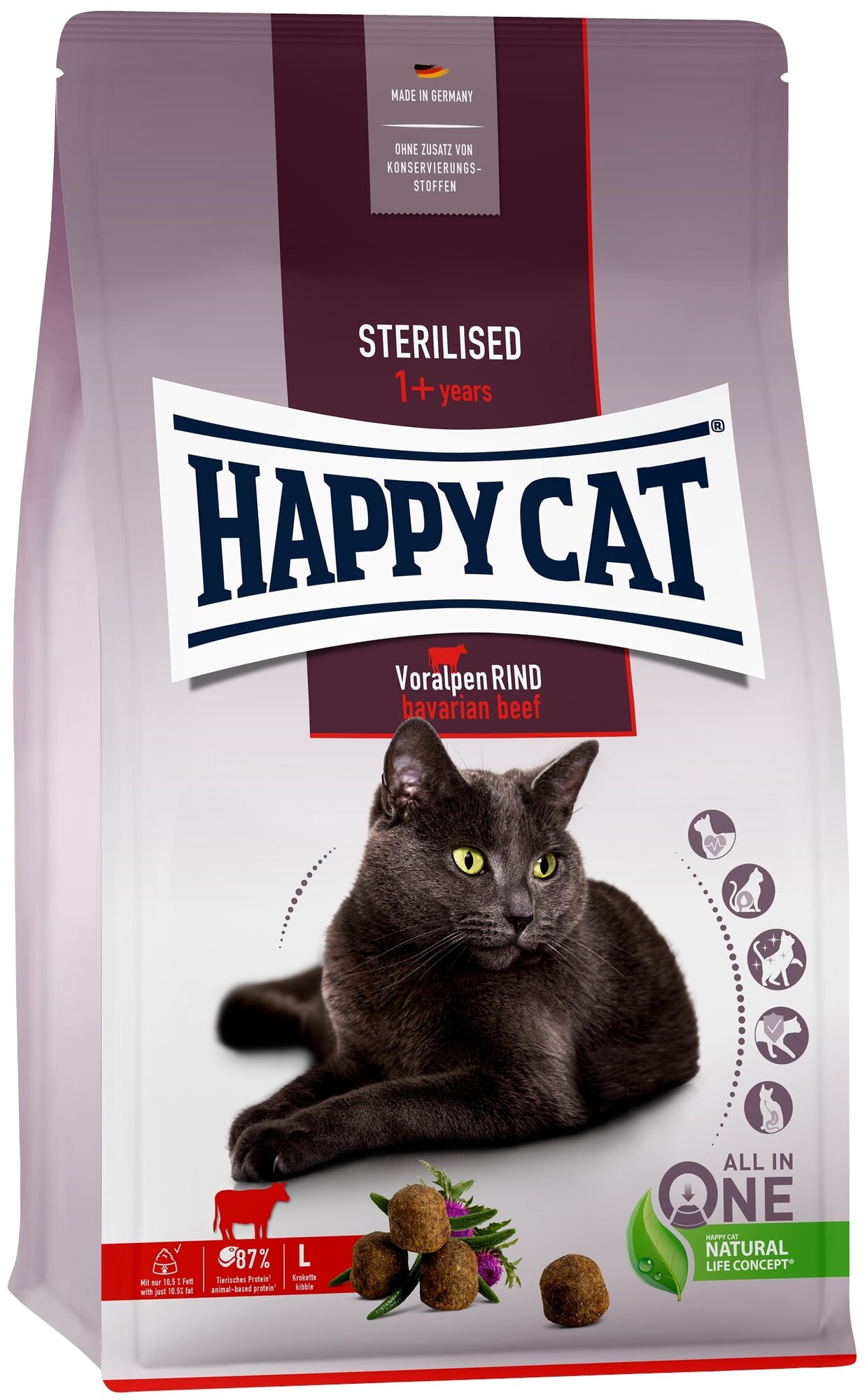 Happy cat Sterilised корм для взрослых кастрированных кошек и котов, с альпийской говядиной - фотография № 2