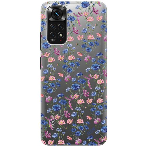 Силиконовый чехол на Xiaomi Redmi Note 11, Сяоми Редми Ноут 11 с 3D принтом Lovely Cornflowers прозрачный чехол книжка на xiaomi redmi note 4x сяоми редми ноут 4х с 3d принтом lovely cornflowers золотой