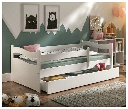 Детская деревянная кровать Стефани 80х160 белая Комплектация без ящиков