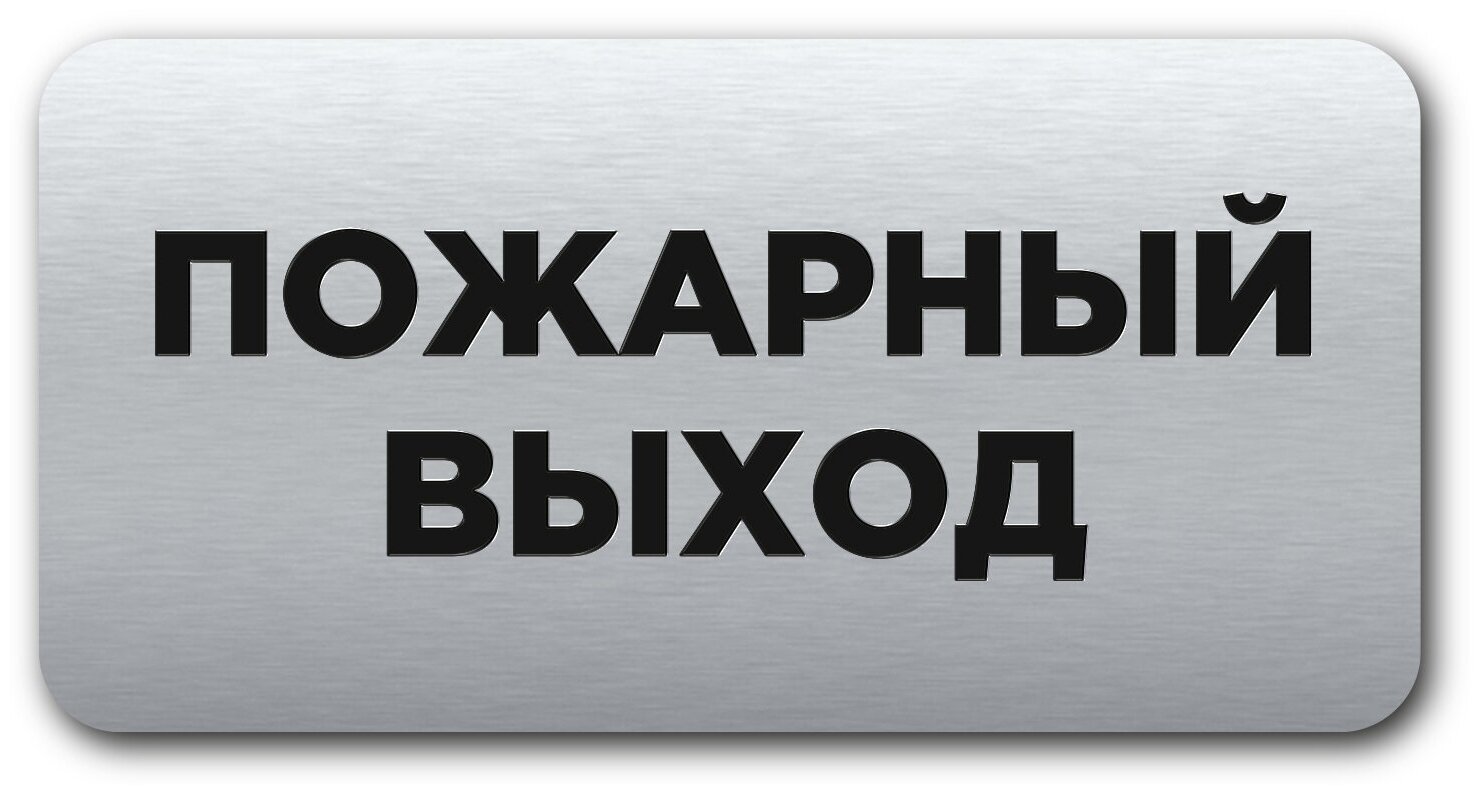 Табличка информационная CVT / Пожарный выход / Размер 120х60мм / Табличка с лазерной гравировкой / Прямоугольная / Серебряная /